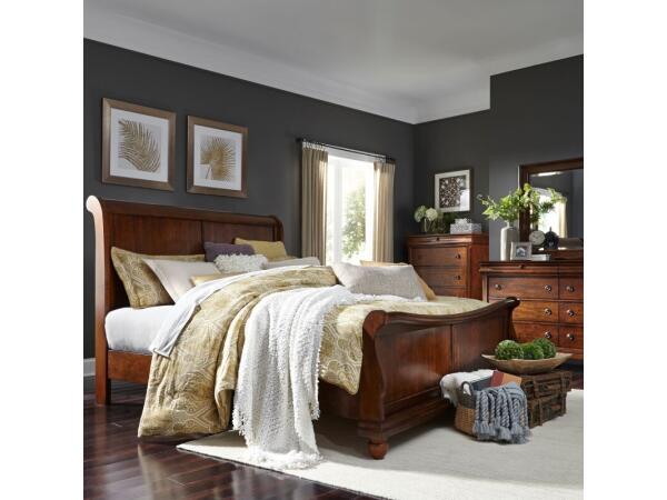Rustic Traditions King California Sleigh Bed, Dresser & Mirror, Chest Bedroom Sets Bedroom Sets