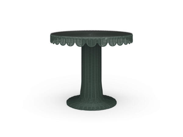 Scalloped Round Bistro Table W/ Tempered Glass Dining Tables Bramble