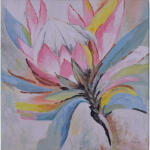 Protea Repens On Canvas 30 X 30 W/o Frame