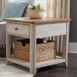 Farmhouse Reimagined Door Chair Side Table w/ Charging Station Chairside Tables Antique White w/ Chestnut Tops 6