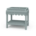 Scallop Rattan Side Table W/ Tray Chairside Tables Blue 13