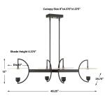 Kyoto, 4 Lt Linear Led Chandelier Lighting Black 31