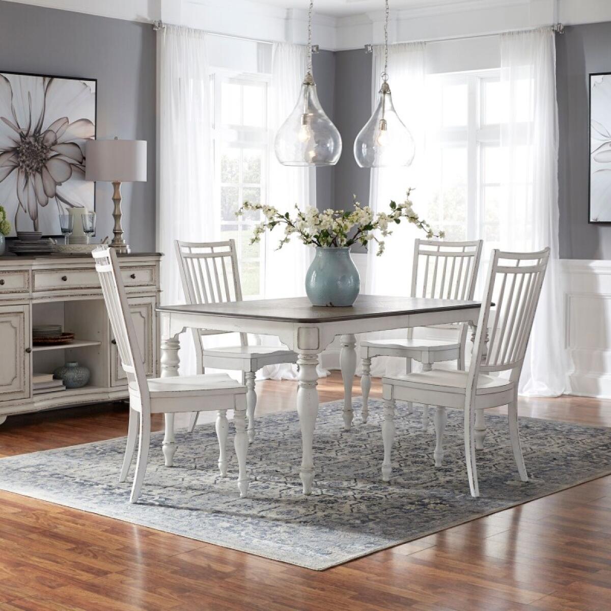 Magnolia Manor Opt 5 Piece Leg Table Set Dining Sets Antique White & Weathered Bark 2 Magnolia Manor Opt 5 Piece Leg Table Set Dining Sets Antique White & Weathered Bark 2