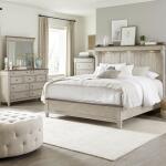 King Mantle Bed, Dresser & Mirror, Chest
