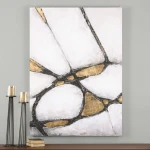 Abstract In Gold And Black Hand Painted Canvas - Image 3