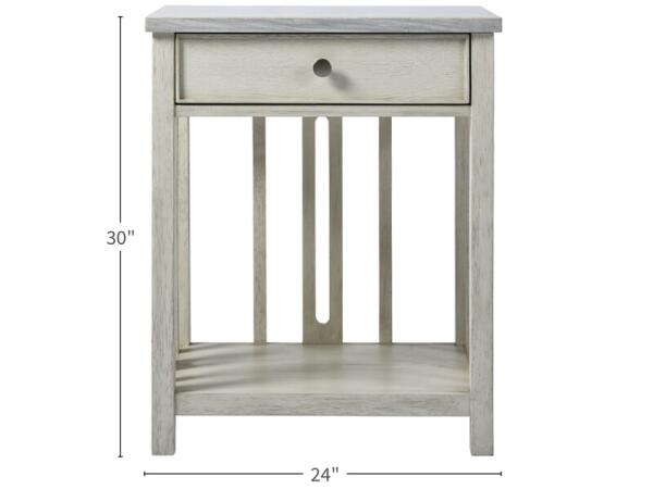 Escape-Coastal Living Home Collection Bedside Table with Stone Top Nightstands Cream 15