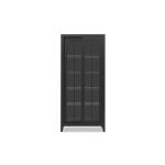 Sliding Door Display Cabinet Dining Storage Black 8