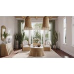 Scallop Rattan Side Table W/ Tray - Image 4