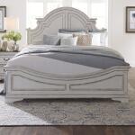 Magnolia Manor Queen Panel Bed Beds Antique White & Weathered Bark 19