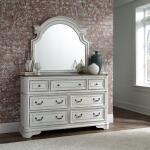 Magnolia Manor King Uph Sleigh Bed, Dresser & Mirror, Chest, Night Stand Bedroom Sets Antique White & Weathered Bark 10