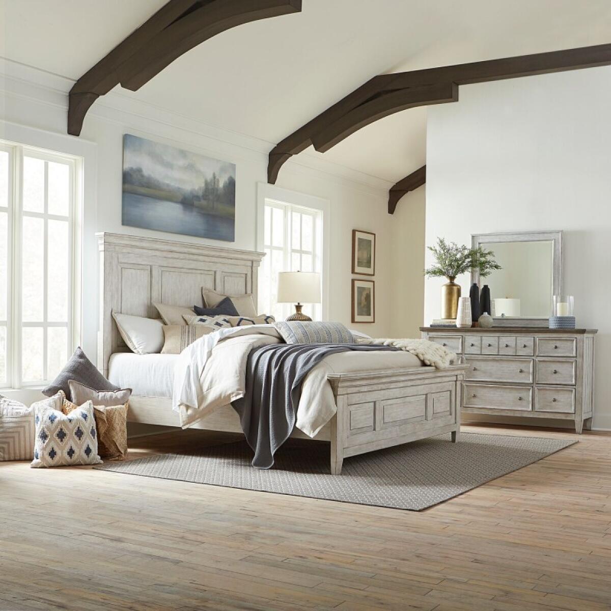 e6b25aff8dc8ecdd9a712a67564a71bf Heartland Queen Panel Bed, Dresser & Mirror - Image 1