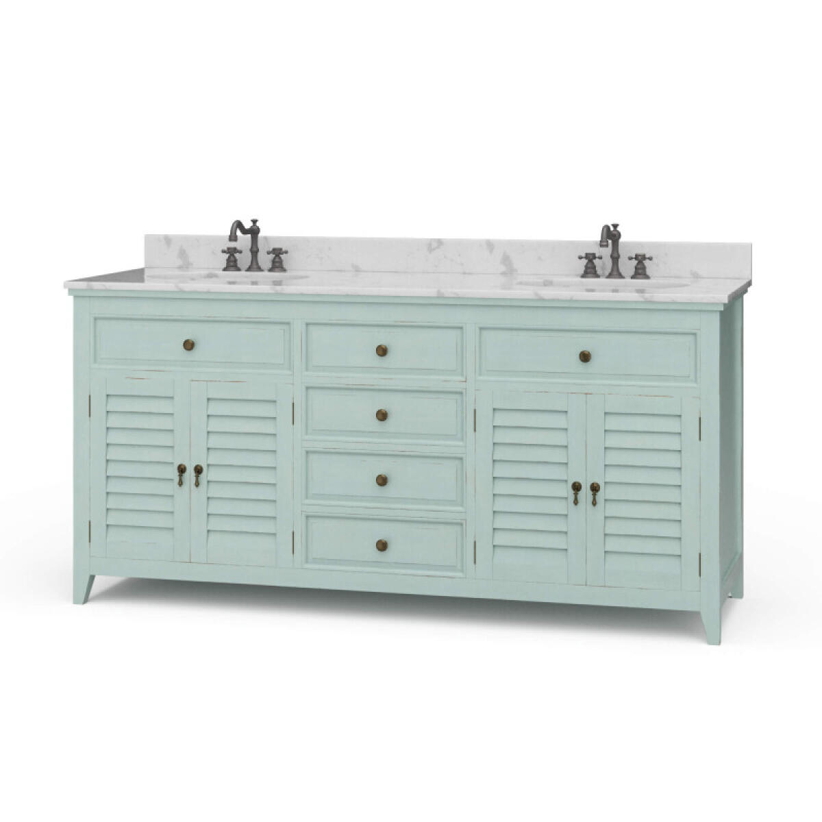 e7173189de949947f2f3e2d1f3b45c08 Shutter Double Vanity W/ Sink & Marble Top - Image 1