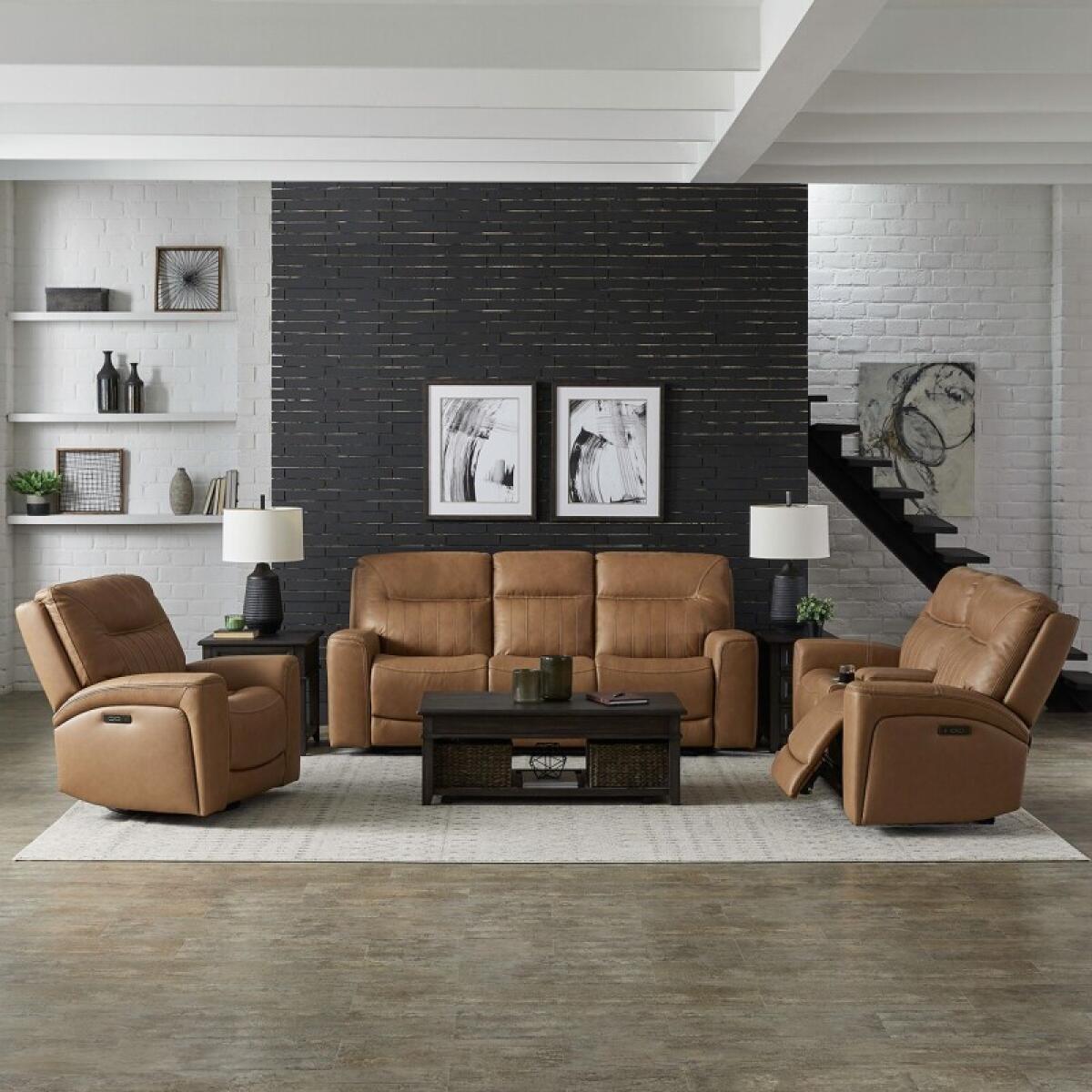 Bennett Sofa w/ Loveseat & Recliner Sofas Brown 2 Bennett Sofa w/ Loveseat & Recliner Sofas Brown 2
