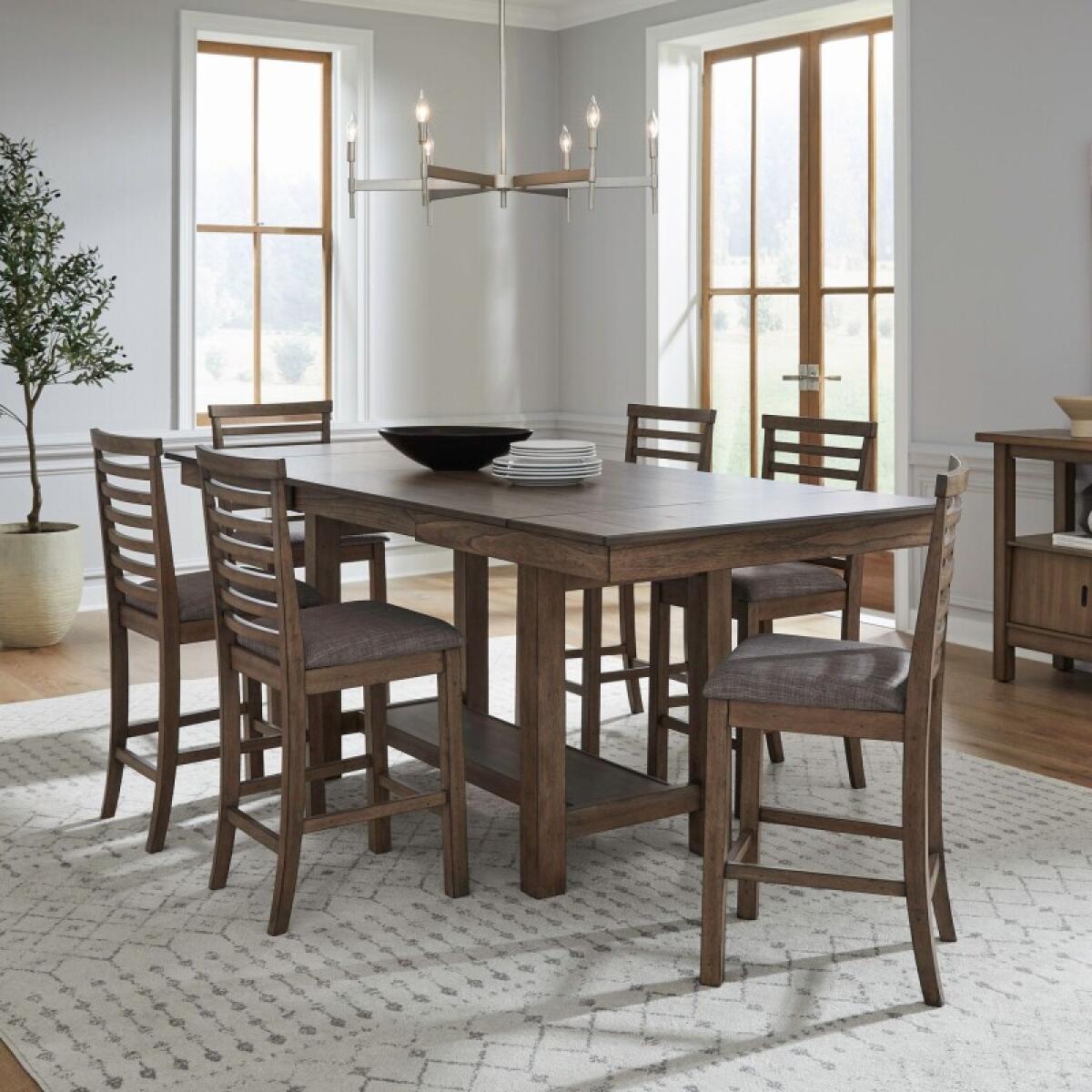 Brook Bay 7 Piece Gathering Trestle Table Dining Sets Brown 2 Brook Bay 7 Piece Gathering Trestle Table Dining Sets Brown 2