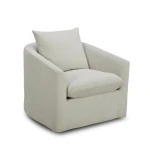Saxton Uph Swivel Accent Chair - Ivory - Image 3