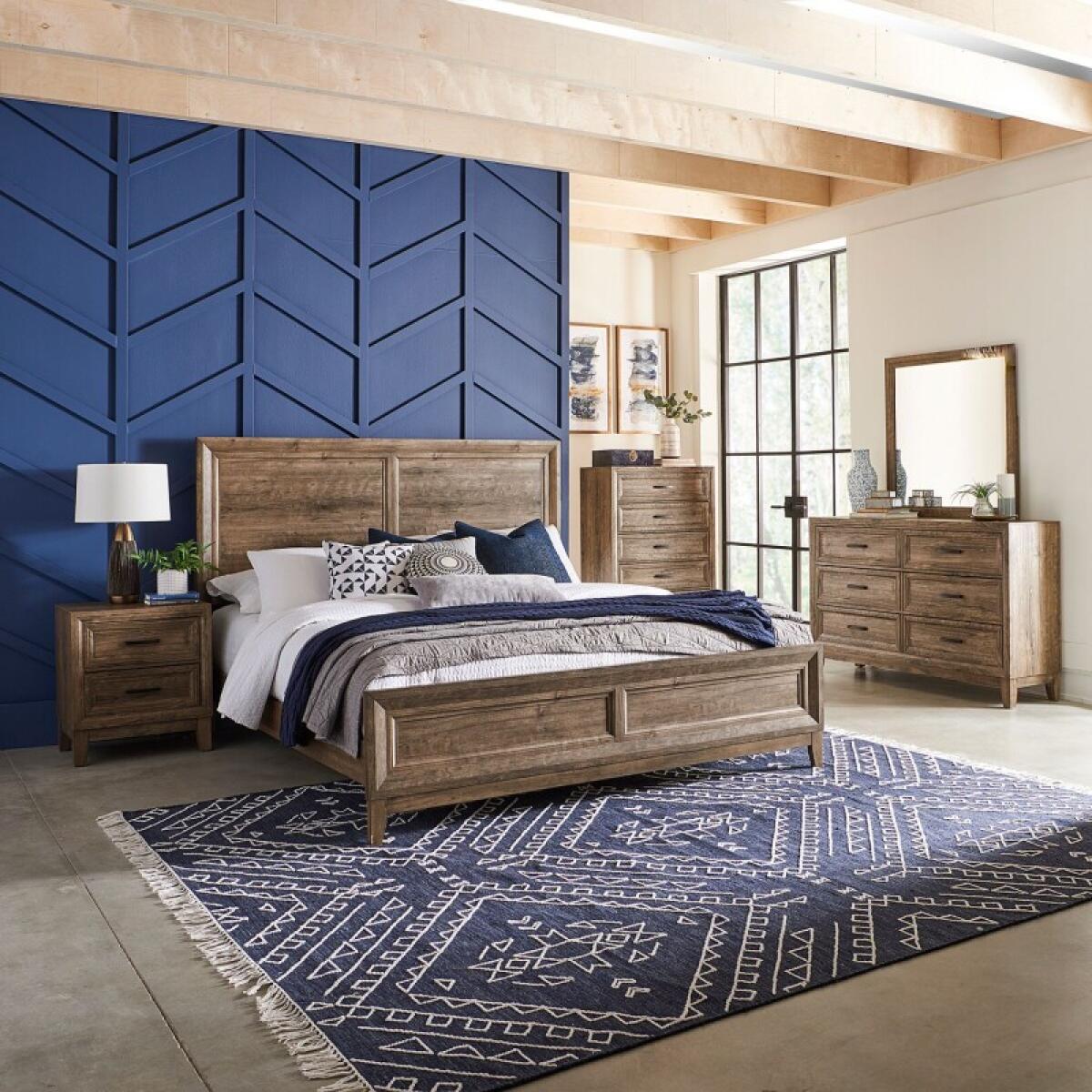e9492cc27da02e852e19eeff7e3aba9e King Panel Bed, Dresser & Mirror, Chest, Night Stand - Image 1