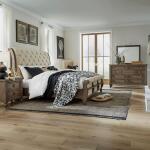 King Sleigh Bed, Dresser & Mirror, N/S