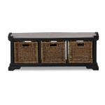 Homestead Bench W/ Rattan Baskets Chairs & Benches Blue 13