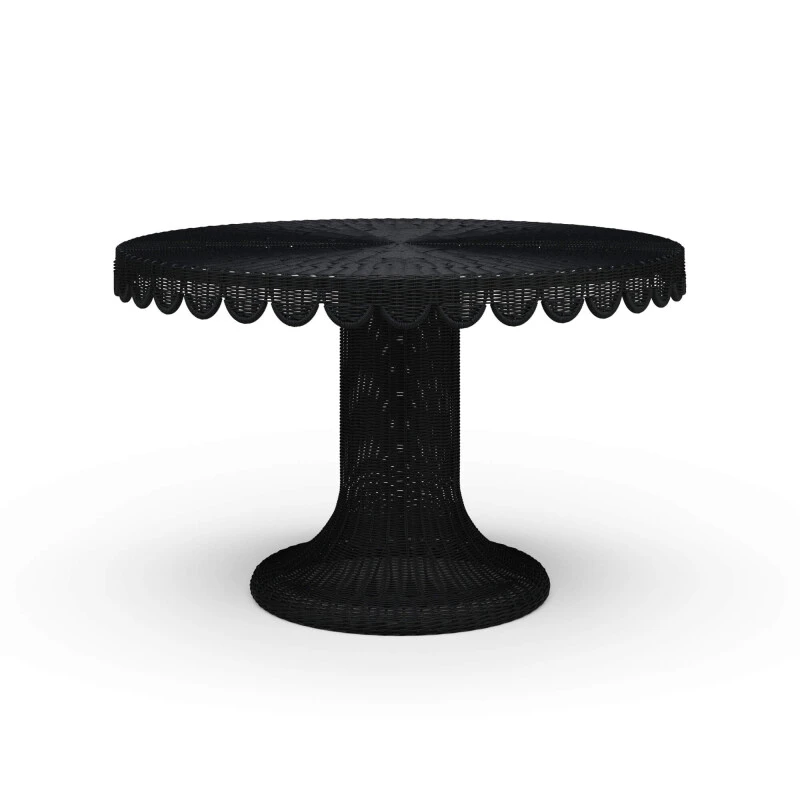 eb3e094856a737120145716d51dafdec Scalloped Round Rattan Dining Table 48'' - Image 1