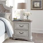 Magnolia Manor 2 Drawer Night Stand Nightstands Antique White & Weathered Bark 21