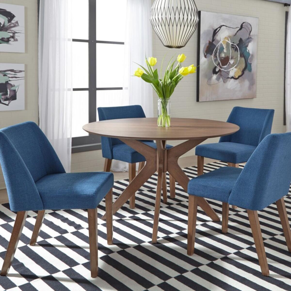 ec225fc7a9e632dd2e713be90ba24df0 Space Savers 5 Piece Pedestal Table Set - Image 1