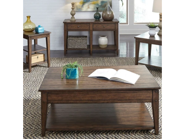 Lake House Lift Top Cocktail Table Cocktail & Coffee Tables Brown