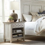 Heartland 1 Drawer Night Stand w/ Charging Station Nightstands Antique White w/ Tobacco Tops 25