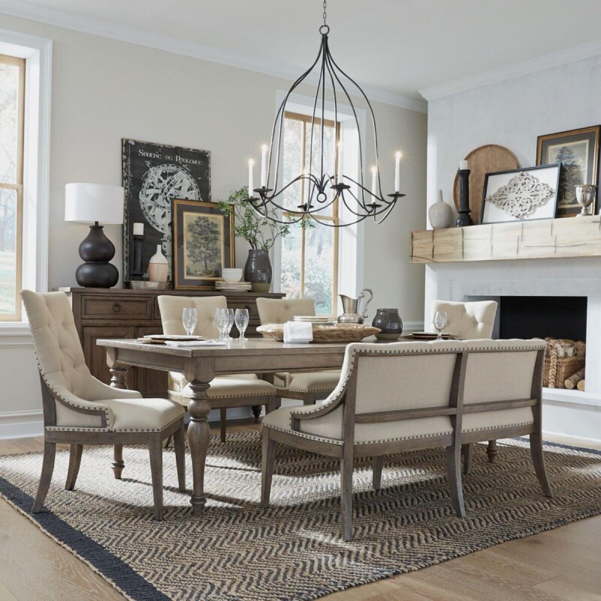 ed3e0d4ab4b0b34217e04eddd2430653 Americana Farmhouse 6 Piece Leg Table Set - Image 1