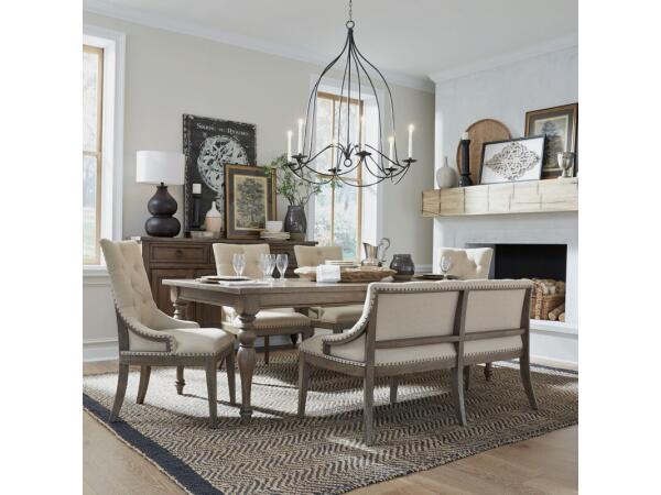 Americana Farmhouse 6 Piece Leg Table Set Dining Sets Brown