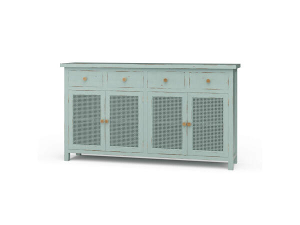 Aldren Rattan Sideboard Dining Storage Blue