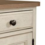 Farmhouse Reimagined Door Credenza Office Storage Antique White w/ Chestnut Tops 33