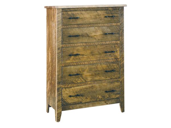 Amish Essentials Amish Rough Sawn 5 Drawer Chest – Large Chests Archbold Furniture