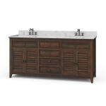 Shutter Double Vanity W/ Sink & Marble Top
