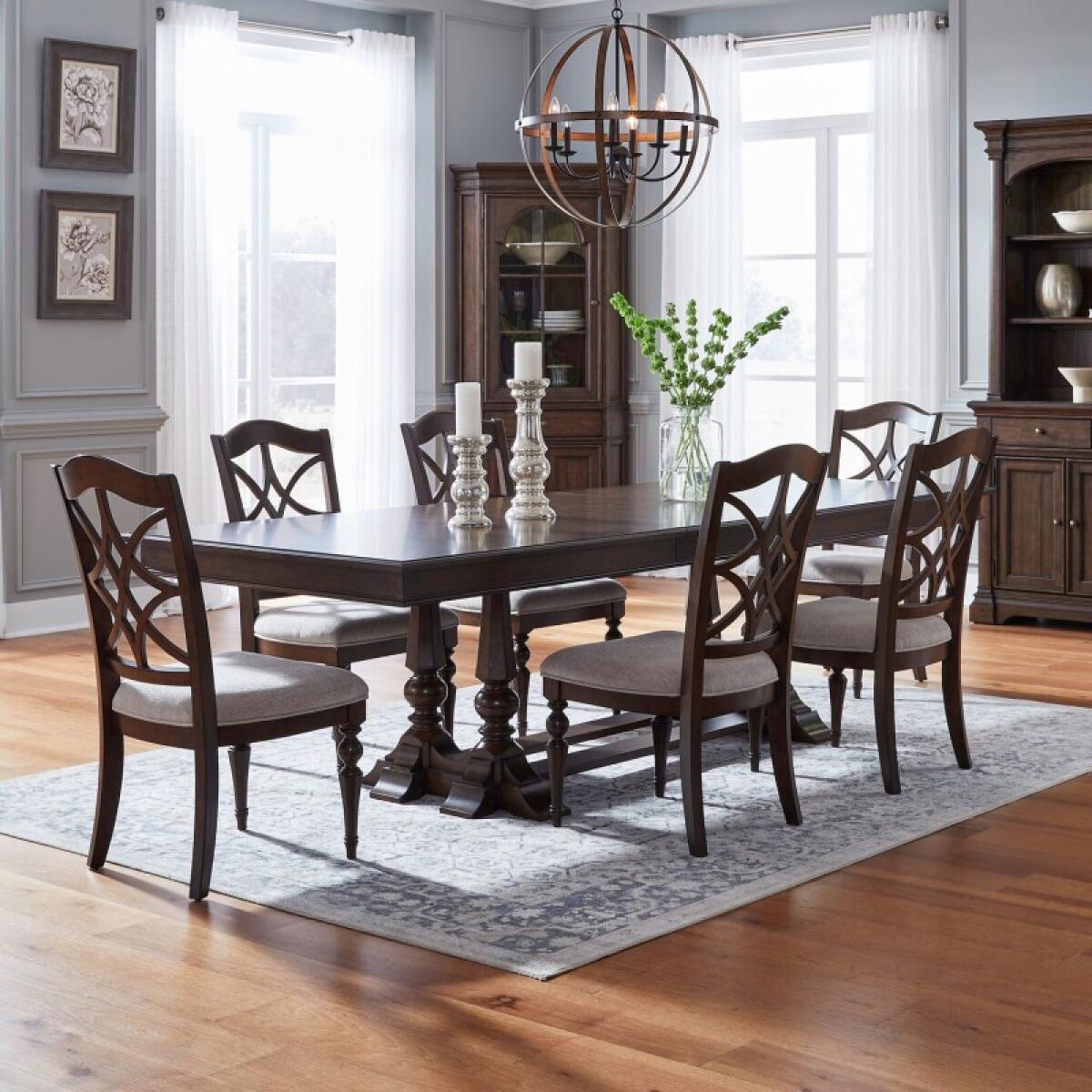 Arden Road 7 Piece Trestle Table Set Dining Sets Brown 2 Arden Road 7 Piece Trestle Table Set Dining Sets Brown 2