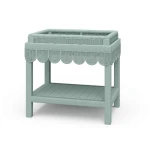 Scallop Rattan Side Table W/ Tray Chairside Tables Blue 25