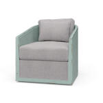 Willis Swivel Chair W/ Mahogany Frame & Rattan