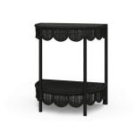 Scalloped Half Round Rattan Side Table - Image 3