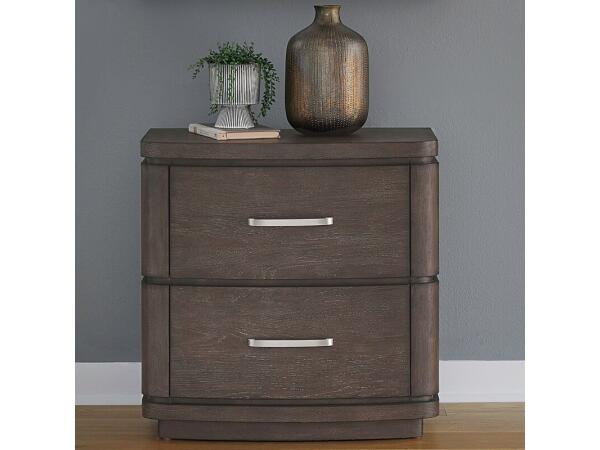 Cascade Falls Nightstand w/ Charging Station Nightstands Brown
