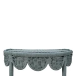 Scalloped Half Round Rattan Side Table Chairside Tables Blue 13