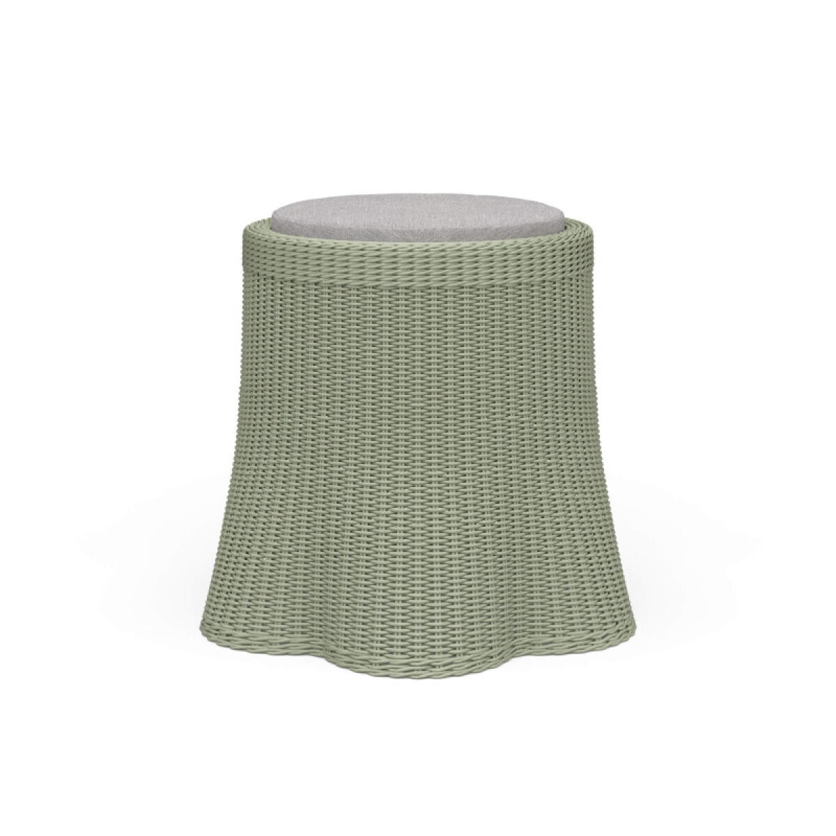 f43de612bc8627185fbd2c84473f1882 Newport Rattan Round Small Ottoman W/ Cushion - Image 1