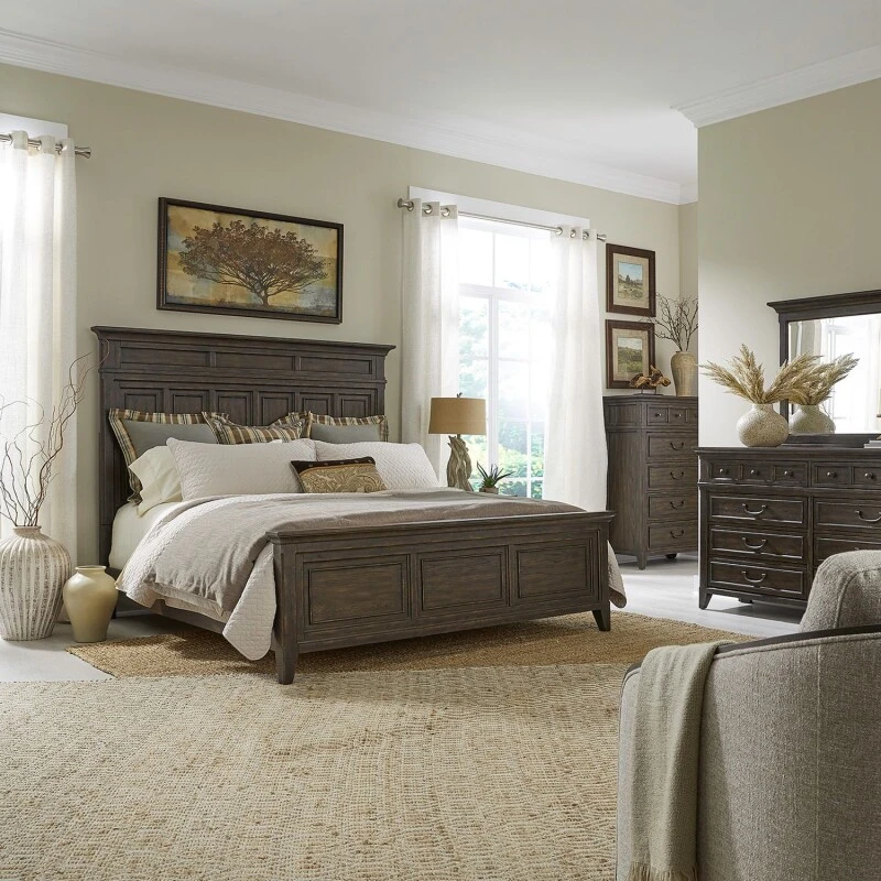 f45c6bb235656a0a95ef151eb9cc8486 Paradise Valley Queen Panel Bed, Dresser & Mirror, Chest - Image 1