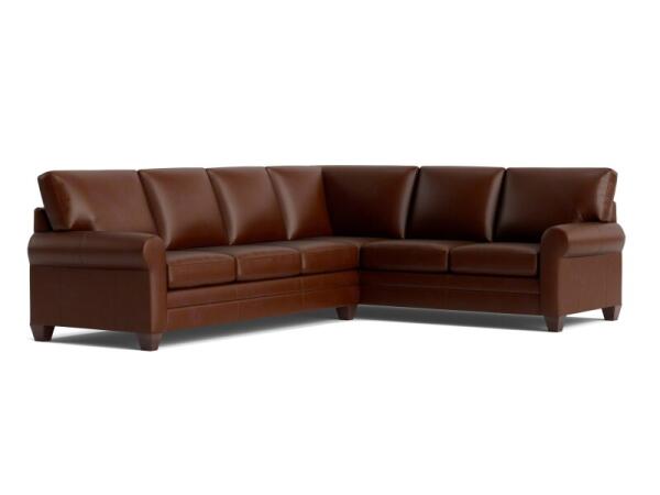 Carolina Leather L-Shaped Roll Arm Sectional Sectionals Bassett Furniture