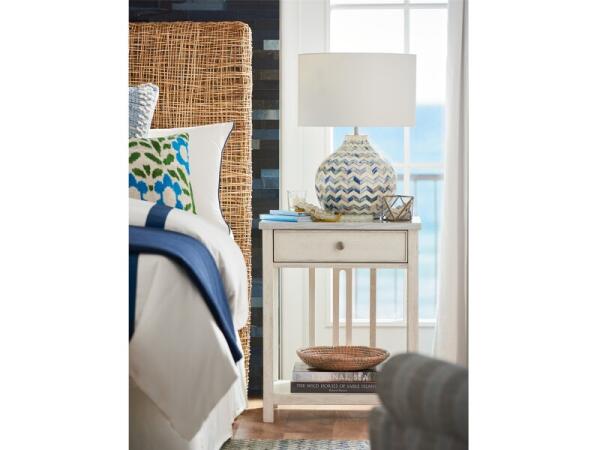 Escape-Coastal Living Home Collection Bedside Table with Stone Top Nightstands Cream 12