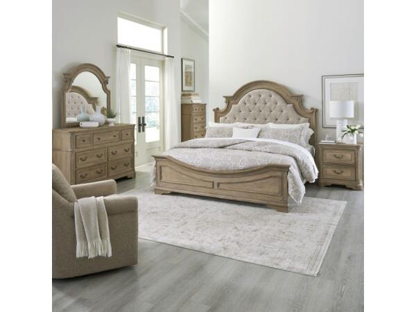 Magnolia Manor King Uph Bed, Dresser & Mirror, Chest, Night Stand Bedroom Sets Bedroom Sets