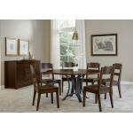 Crafted Cherry Dining by Ben & Erin Napier 60 inch ROUND TABLE w/ Metal Base Dining Tables Brown 17