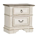 Abbey Park Queen Uph Sleigh Bed, Dresser & Mirror, Chest, Night Stand Bedroom Sets Antique White & Weathered Brown 13