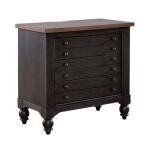 Americana Farmhouse Bedside Chest w/ Charging Station – Black Nightstands Brown 24