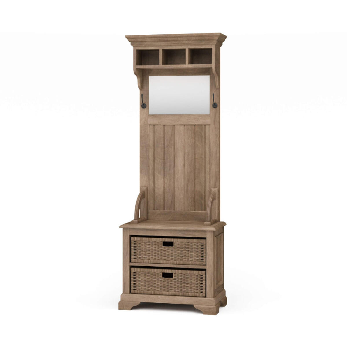 fa4ce3aa9cca1ca467a351b28f6eb571 Homestead Narrow Hallstand W/ Rattan Baskets - Image 1
