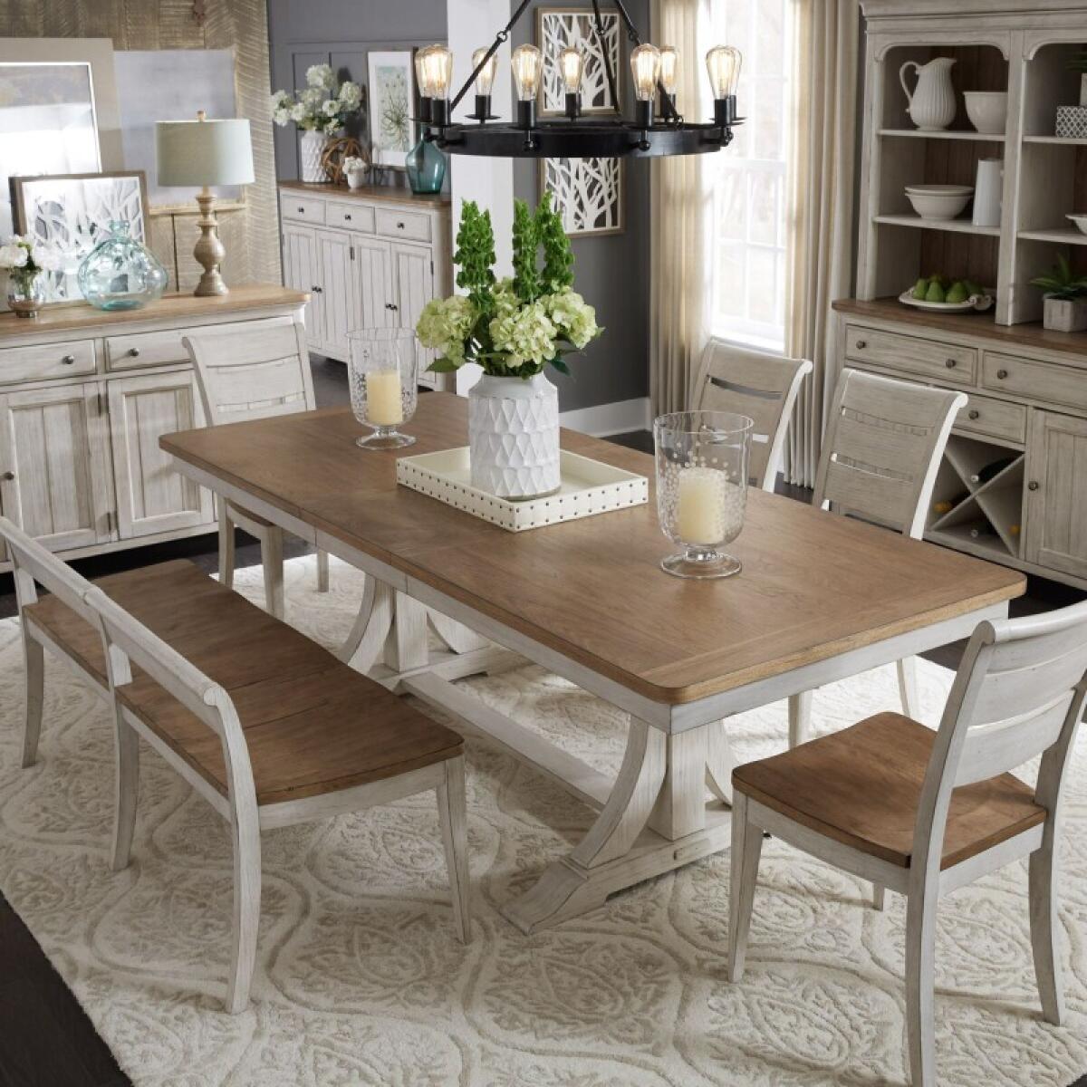 faa54bce0846624ca3807f3e499da8ed Farmhouse Reimagined 6 Piece Trestle Set - Image 1