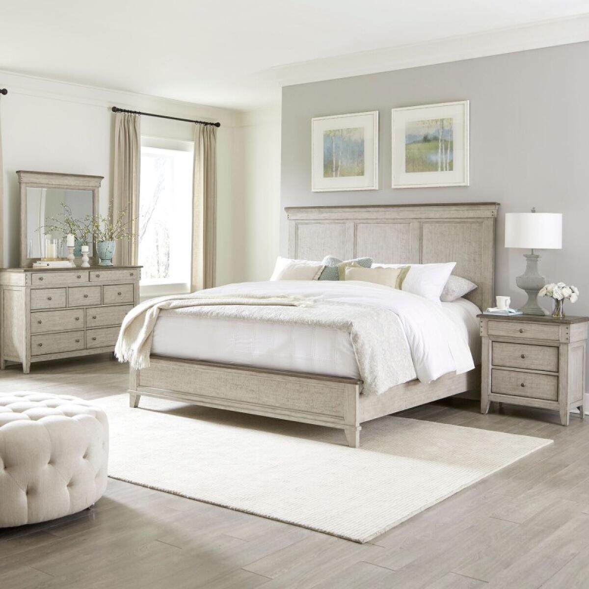 fac875a110e0ff3a9e9668e2a20fc4f7 Ivy Hollow King Panel Bed, Dresser & Mirror, Night Stand - Image 1